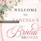 Rustic Blush Pink Flowers Eucalyptus Gold Welcome ポスター