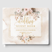 Rustic Blush Pink Gold Autumn Wedding Guest Book ゲストブック (正面)