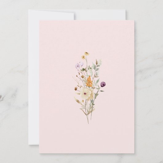 Rustic Blush Pink Romantic Wildflower Wedding 招待状 (裏面)