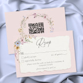 Rustic Blush Pink Romantic Wildflower Wedding QR 出欠カード