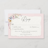 Rustic Blush Pink Romantic Wildflower Wedding QR 出欠カード (正面)