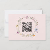 Rustic Blush Pink Romantic Wildflower Wedding QR 出欠カード (裏面)
