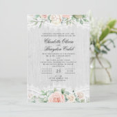 Rustic Blush Pink Watercolor Floral Lace Wedding 招待状 (スタンド正面)