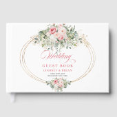 Rustic Blush Roses Greenery Wedding Guest Book ゲストブック (正面)