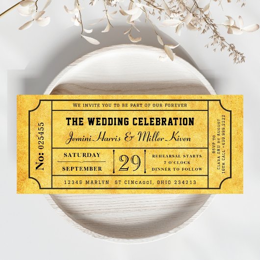 Rustic Boarding Pass Style Wedding Invite 招待状