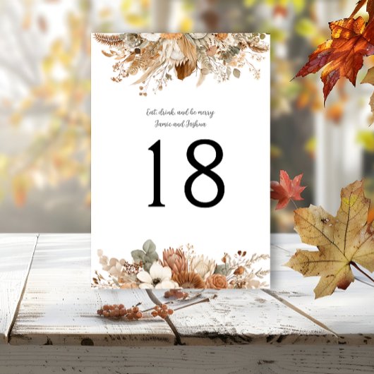 Rustic Bohemian Autumn Floral | Table Number テーブルナンバー