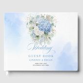 Rustic Bohemian Blue Flowers Gold Guest Book ゲストブック (正面)