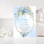 Rustic Bohemian Blue Hydrangeas Baby Shower Invite 招待状