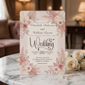Rustic Bohemian Blush Dusty Rose Wedding 招待状