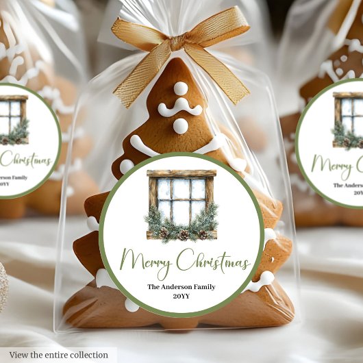 Rustic Bohemian Botanical Holiday Gift Stickers ラウンドシール