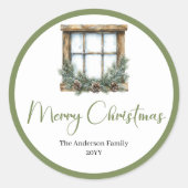 Rustic Bohemian Botanical Holiday Gift Stickers ラウンドシール (正面)