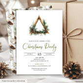 Rustic Bohemian Botanical Holiday Party Invitation 招待状