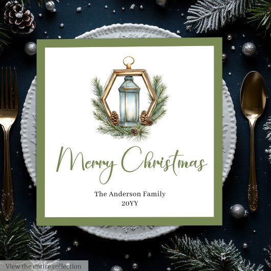 Rustic Bohemian Christmas Lantern in Watercolor  