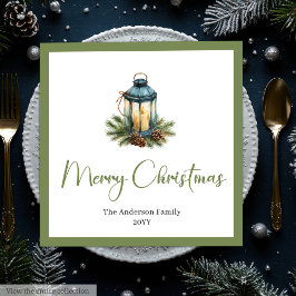 Rustic Bohemian Christmas Lantern in Watercolor 