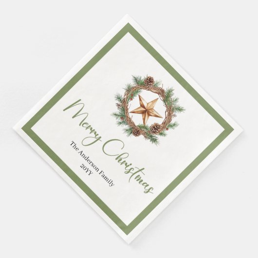 Rustic Bohemian Christmas Wreath with Pine Napkins (コーナー)