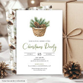 Rustic Bohemian Neutral Pine Wreath Christmas Card 招待状