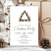 Rustic Bohemian Pine Wreath Holiday Dinner Card 招待状