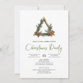 Rustic Bohemian Sage Green Holiday Dinner Invite 招待状 (正面)