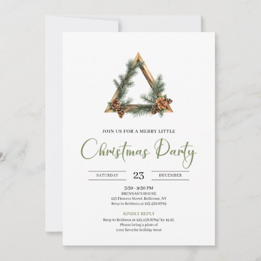 Rustic Bohemian Sage Green Holiday Dinner Invite 招待状 (正面)