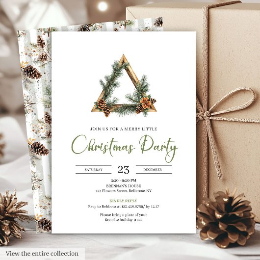 Rustic Bohemian Sage Green Holiday Dinner Invite 招待状