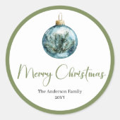 Rustic Bohemian Simple Christmas Round Gift Labels ラウンドシール (正面)