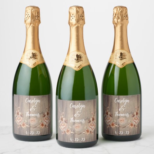 Rustic Bohemian Wedding  Sparkling Wine Label スパークリングワインラベル (ボトル)