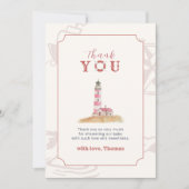Rustic Boho Ahoy Nautical Lighthouse Baby Shower  サンキューカード (正面)