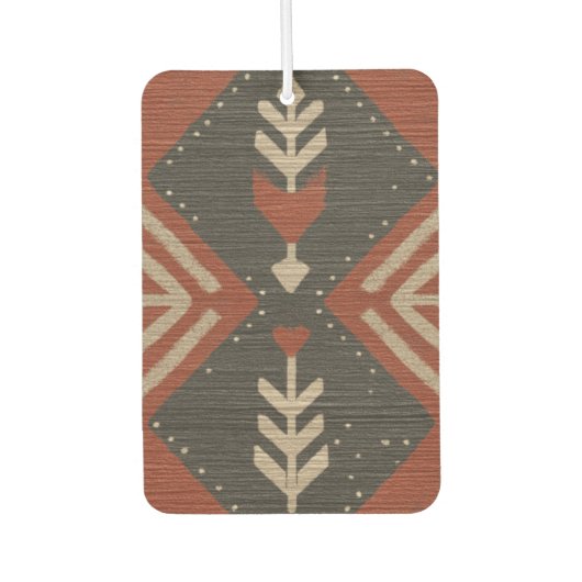 Rustic Boho Air Freshener Terracotta Print カーエアーフレッシュナー (正面)