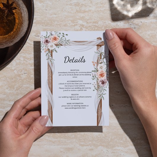 Rustic Boho Arch Watercolor Floral Wedding エンクロージャーカード