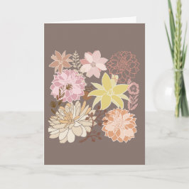 Rustic Boho Asphalt Floral Pattern  カード