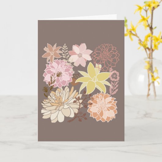 Rustic Boho Asphalt Floral Pattern  カード (黄色い花)