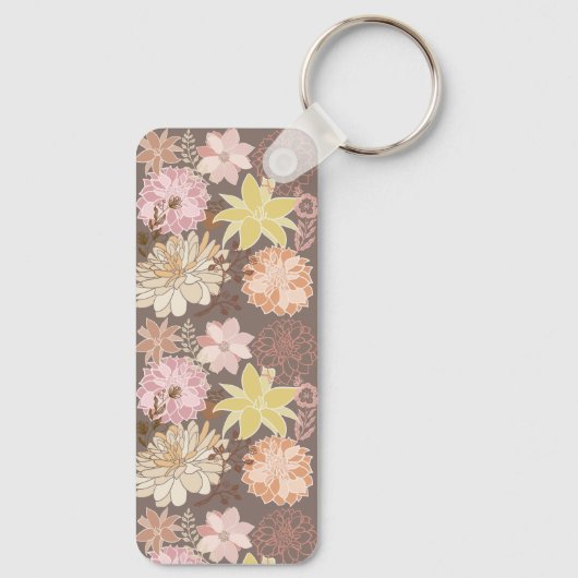 Rustic Boho Asphalt Floral Pattern  キーホルダー (裏面)