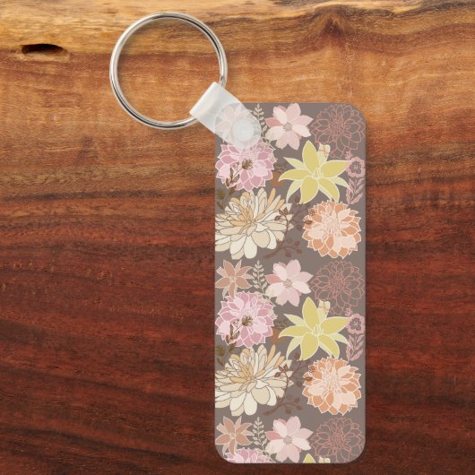 Rustic Boho Asphalt Floral Pattern  キーホルダー (正面)