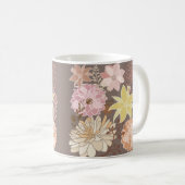 Rustic Boho Asphalt Floral Pattern  コーヒーマグカップ (正面右)