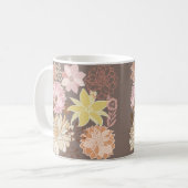 Rustic Boho Asphalt Floral Pattern  コーヒーマグカップ (正面左)