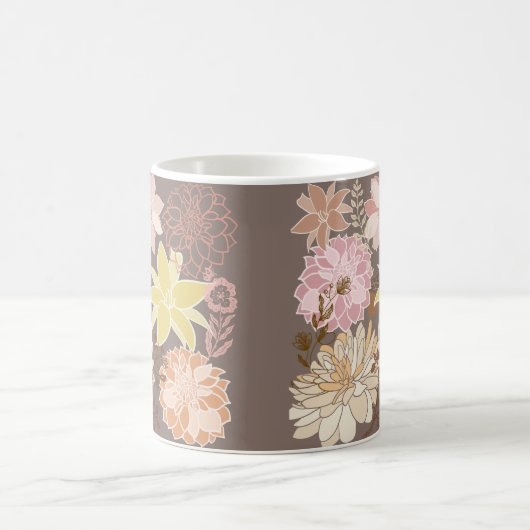 Rustic Boho Asphalt Floral Pattern  コーヒーマグカップ (中央)