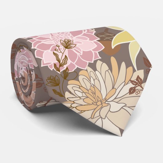 Rustic Boho Asphalt Floral Pattern ネクタイ (ロール)