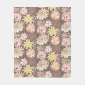 Rustic Boho Asphalt Floral Pattern  フリースブランケット (正面)