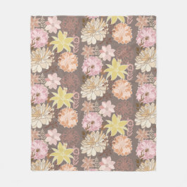 Rustic Boho Asphalt Floral Pattern  フリースブランケット