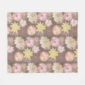 Rustic Boho Asphalt Floral Pattern  フリースブランケット (正面(横))