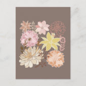 Rustic Boho Asphalt Floral Pattern  ポストカード (正面)