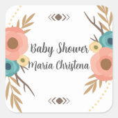 Rustic Boho Baby Shower  スクエアシール (正面)
