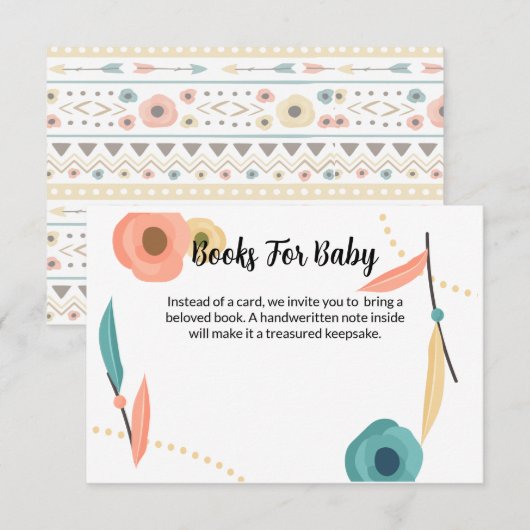 Rustic Boho Baby Shower Book For Baby エンクロージャーカード (正面/裏面)