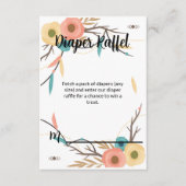 Rustic Boho Baby Shower Diaper Raffle エンクロージャーカード (正面)