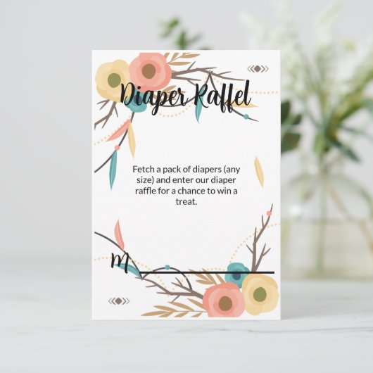 Rustic Boho Baby Shower Diaper Raffle エンクロージャーカード (スタンド正面)