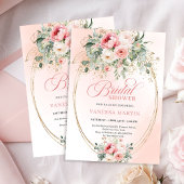 Rustic Boho Blush Rose Bridal Shower Invitation 招待状