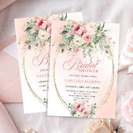 Rustic Boho Blush Rose Bridal Shower Invitation 招待状