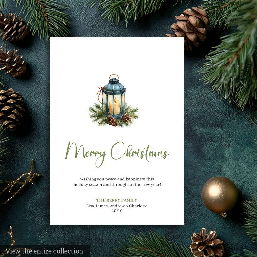 Rustic Boho Botanical Neutral Xmas Greeting Card シーズンカード