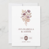 Rustic Boho Botanical Posy Mauve ウェディング TLW26 招待状 (正面)