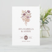 Rustic Boho Botanical Posy Mauve ウェディング TLW26 招待状 (スタンド正面)